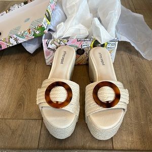 NEW Jeffrey Campbell Jute Heeled Platform Sandal Size 10